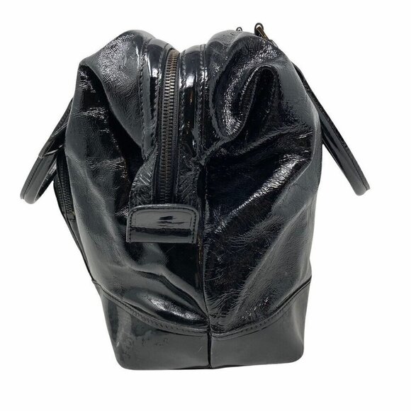 Longchamp Legende Bag Purse Black Patent Leather Pockets Dual Handle Zip Large - Picture 2 of 9